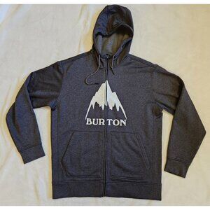 Burton Medium Full Zip Hoodie Gray w White Logo Snowboarding Outdoor